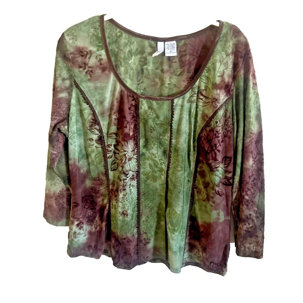 Vintage Y2K Sami Jo Velvet Burnout Fairy‎ Grunge Renaissance Top Size XL